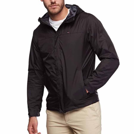 Tommy Hilfiger Men's Lightweight Breathable Waterproof Hooded Rain Jacket