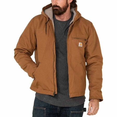 Carhartt Men's Relaxed Fit Washed Duck Sherpa-Lined Jacket