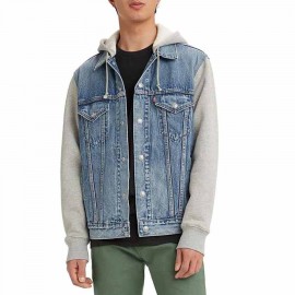 Levi's Men's Hybrid Hoodie Trucker Jacket, Denim Jacket