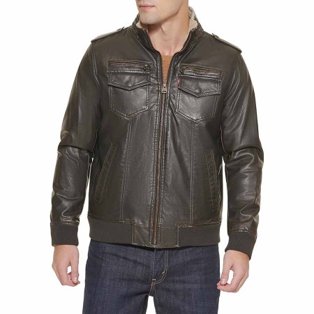 Levi's Men's Faux Leather Aviator Bomber Jacket (Regular & Big & Tall Sizes)