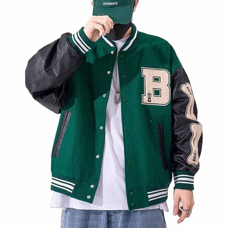 Mens Varsity College Jacket Baseball Bomber Jacket Vintage Sweatshirt Casual Unisex