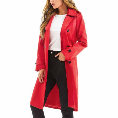 FARVALUE Women's Waterproof Trench Coat Long Double Breasted Windbreaker Classic