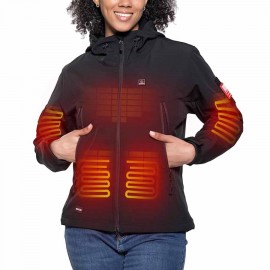 DEWBU Heated Jacket for Women with 12V Battery Pack Winter Outdoor Soft Shell Electric