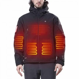 DEWBU Heated Jacket for Men with 12V Battery Pack Winter Outdoor Soft Shell Electric Heating