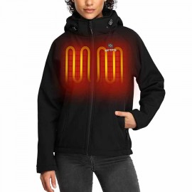 ORORO Women's Slim Fit Heated Jacket with Battery, Heated Coat with Detachable Hood