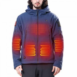 DEWBU Heated Jacket Polar Fleece with 12V Battery Pack Soft Fleece Electric Heating Hoodie