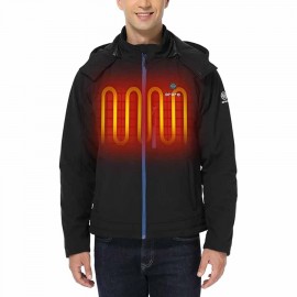 ORORO Men's Soft Shell Heated Jacket with Detachable Hood and Battery Pack