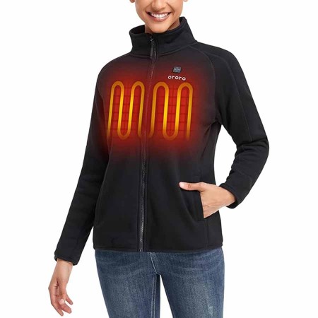 ORORO Women’s Heated Fleece Jacket with Battery, Fleece Heating Jacket Warming Jacket