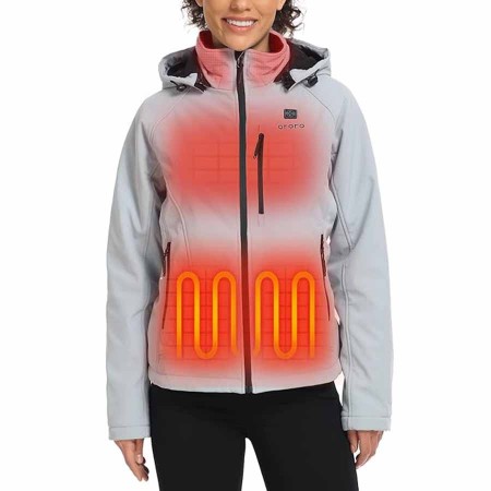 ORORO Women's Heated Jacket with Heated Collar, 4 Heat Zones Heated Coat with Battery