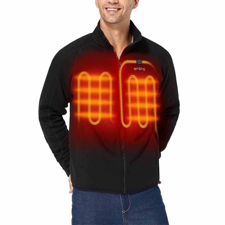 ORORO Men’s Heated Fleece Jacket with Battery, Fleece Heating Jacket Warming Jacket for Men