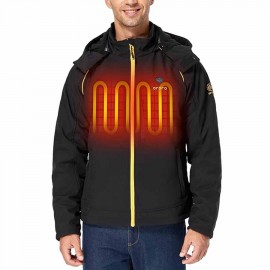 ORORO Men's Heated Jacket with Battery, Heated Coat with Detachable Hood