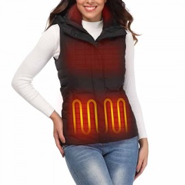 ORORO Women's Heated Down Vest Detachable Hood, Battery Heating 800 Fill Power Down