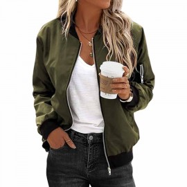 Zeagoo Women's Bomber Jacket Casual Coat Zip Up Outerwear Windbreaker with Pockets