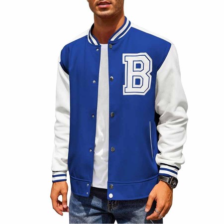 Men's Varsity Jacket Wool Blend Letterman Bomber Jacket Baseball Lightweight Jacket