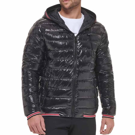 Calvin Klein Mens Hooded Super Shine Puffer Jacket