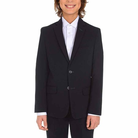 Calvin Klein Boys' Bi-Stretch Blazer Suit Jacket 2-Button Single Breasted Closure, Buttoned Cuffs