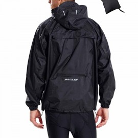 BALEAF Men's Light Running Hiking Rain Jacket Waterproof with Hood Windbreaker Pullover