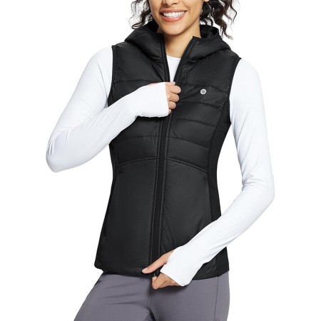 BALEAF Puffer Vest Lightweight Hooded Slim Fit Running FLeece Lined Hybrid