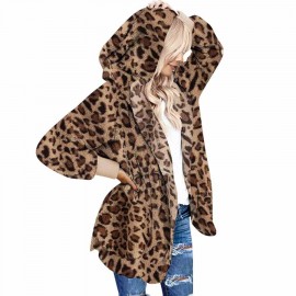 Womens Cardigan Winter Oversized Open Front Fleece Hooded Draped Pockets Jacket Coats