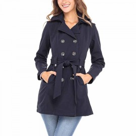 Sebby Collection Women's Soft Shell Trench Coat with Detachable Hood